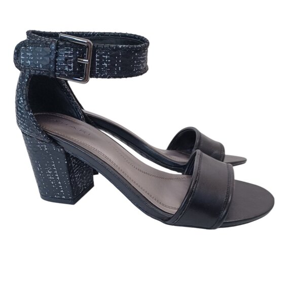 Tahari Heels Adam Open Toe Ankle Strap Black Reptile Block Heel Womens 7 - Picture 15 of 15